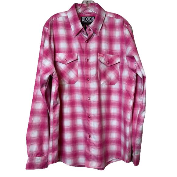 DIXXON Other - Dixxon The Ribbon Flannel Shirt Limited Edition Breast Cancer Pink White Size L
